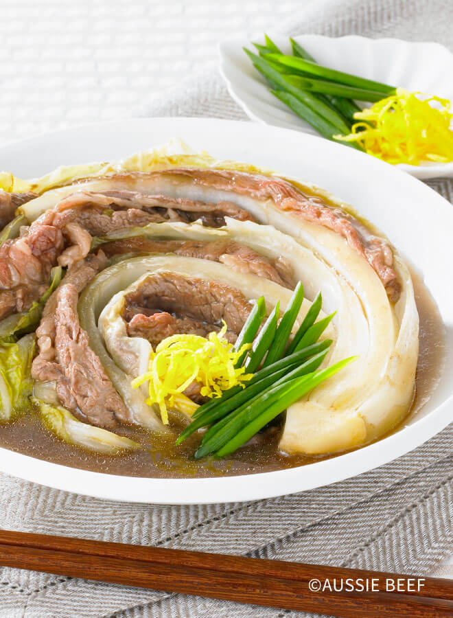 牛肉と白菜の重ねあんかけ