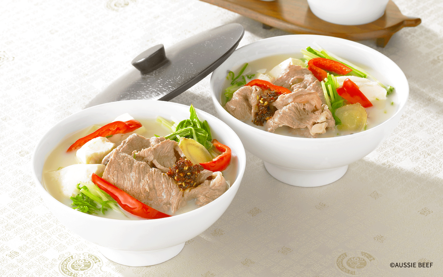牛肉のあったか豆乳スープ