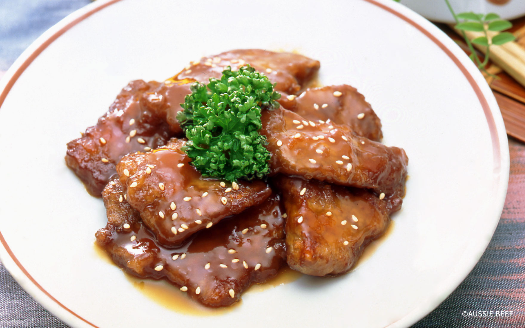 揚げ牛肉の甘酢煮