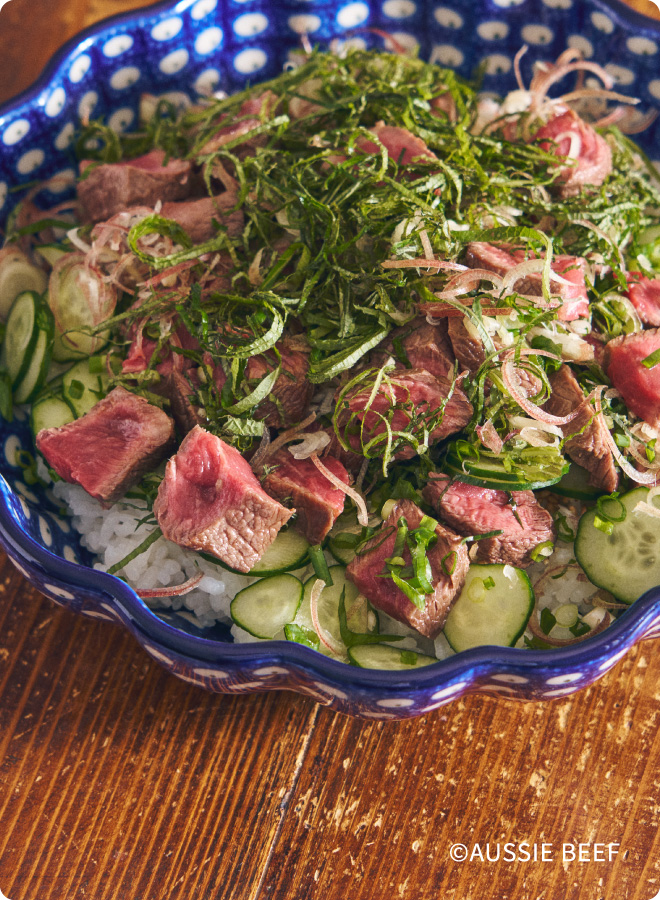 ステーキ肉のちらし寿司